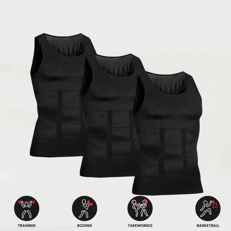 3/2/1Pieces Men's Compression Body Shaper Tank Top, Slimming Vest