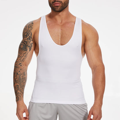 New Men's Shapewear Slimming Body Shaper Horizontal Stripe Compression Band Tummy Control T-Shirt Cross Elastic Workout Top
