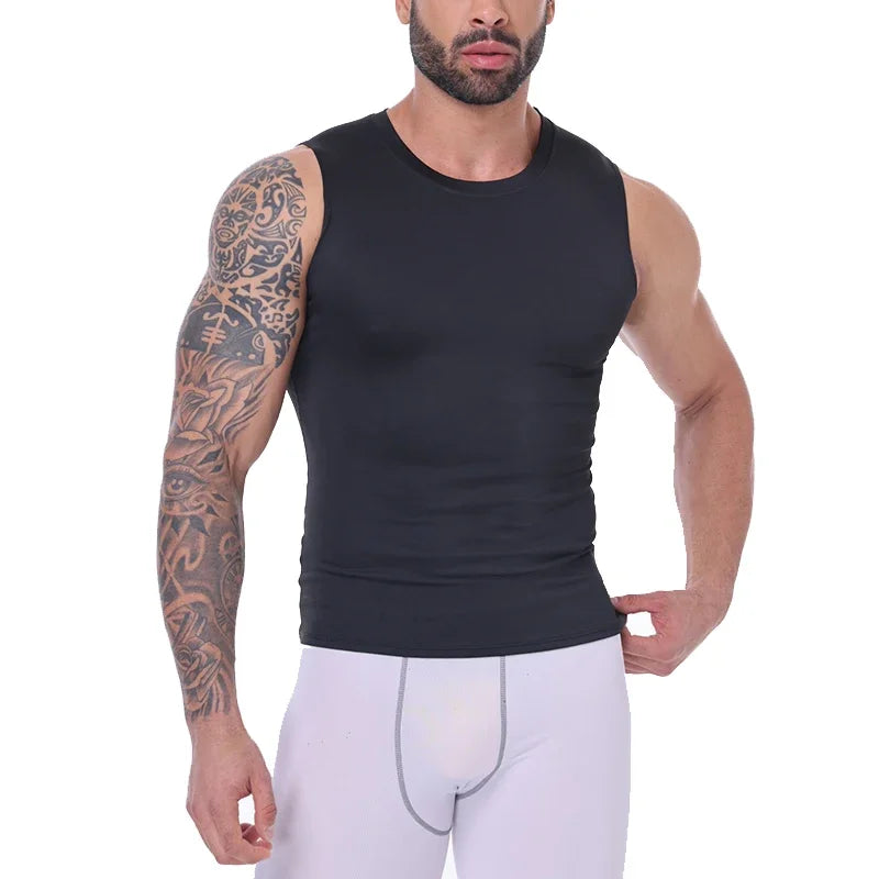 Men Compression Tank Top Slim Sleeveless Vest Breathable Quick Dry for Fitness Gym Sweat Cycling Active Tops