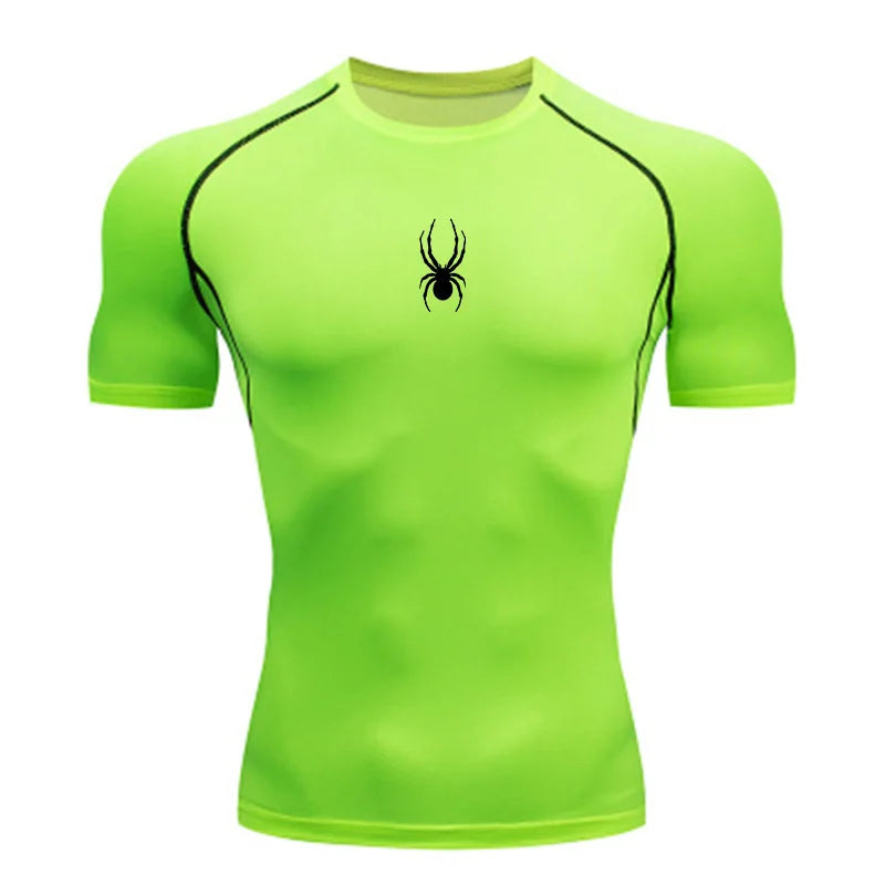 Men Sport T-Shirt Spider Quick Dry Bodybuilding Running Shirt Compression Tops Gym T Shirt Men Fitness Tight Tees Rashgard