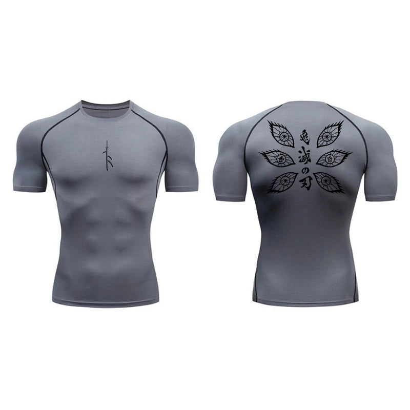 Graphic Print Compression Shirt for Men Gym Workout Running T-Shirt Tees Tops Athletic Quick Dry Undershirt Baselayer Activewear