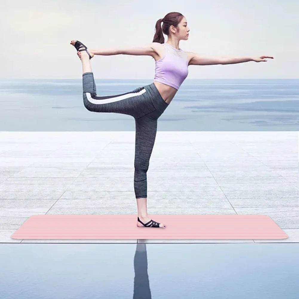 Yoga Mat Pilates Floor Mat 10mm Thick Solid Color Fitness Mat 72x23.8in Yoga Workout Mat Multi-Function for Home Gym