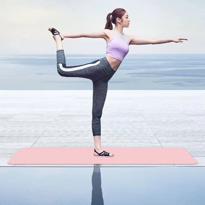 Yoga Mat Pilates Floor Mat 10mm Thick Solid Color Fitness Mat 72x23.8in Yoga Workout Mat Multi-Function for Home Gym