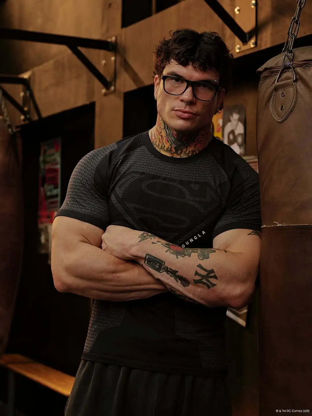 2025 YOUNGAL New Men's Fitness T-shirts clothing sports Tshirt tights high elastic training short sleeve fitness man clothing