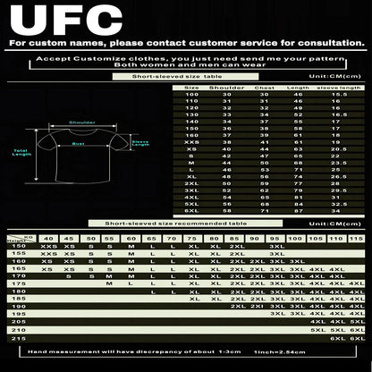 Men's UFC Fashion Short Sleeve Gym Running Round Neck T-Shirt MMA Training Exercise Gym Sport Tops Lightweight Player Jersey