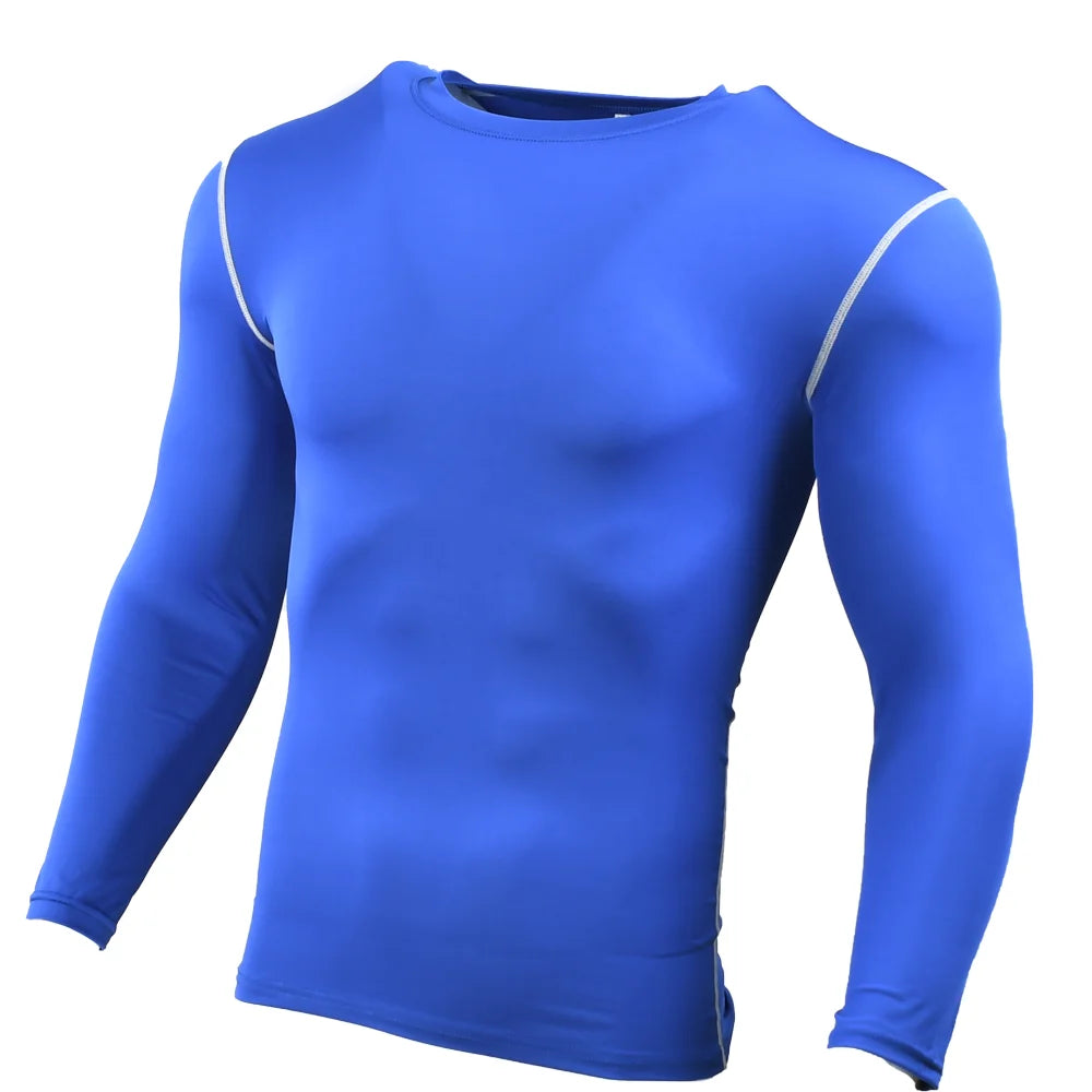 Men Compression Running T-Shirt Gym Sportswear Training Jogging Shirts Fitness Tight Long Sleeve Sport T-shirt Quick Dry Clothe