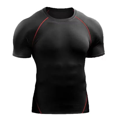 Fitness clothes men's outdoor sports quick drying short sleeved t-shirt training pro running stretch tight fitting clothes yoga