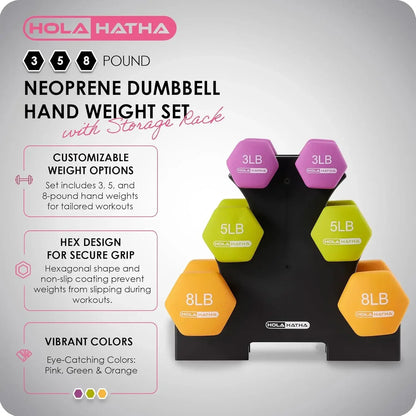 Neoprene Dumbbell Free Hand Weight Set with Rack, Ideal for Home Exercises to Gain Tone and Definition