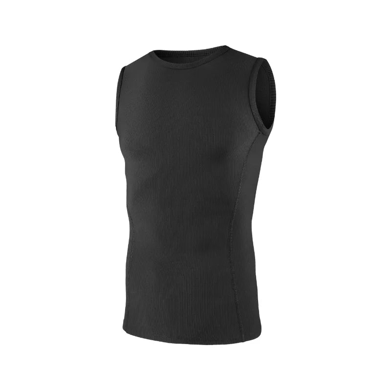 Men's ribbed shapewear vest, slim fitting shirt, breathable and comfortable exercise and fitness abdominal slimming sports vest