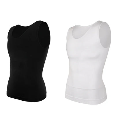 Compression Shirts Men Tummy Control Shapewear Compression Shirt Flat Belly Abdomen Slim Vest Waist Trainer Fitness Workout