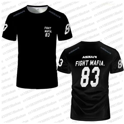 ASKARI Boxing Fighting Match Design 3D Men Fitness Short Sleeve T-shirt Breathable Mesh Sports Tees for Male Outdoor Trainning