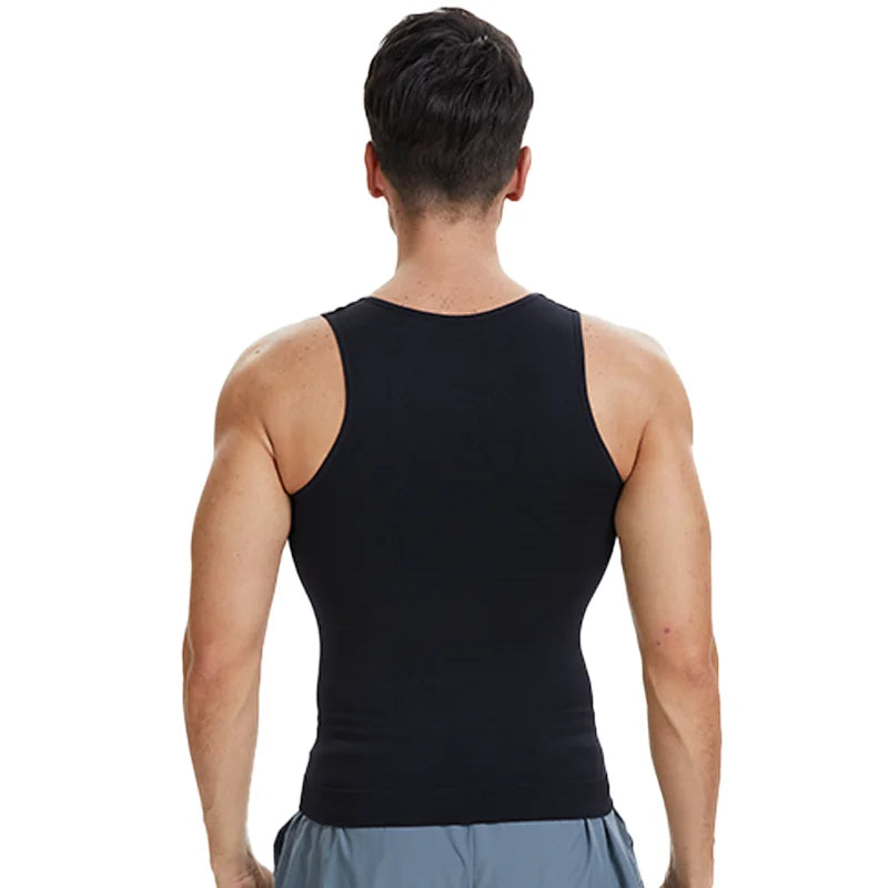Men V Neck Compression Vest Slimming Body Shaper Abs Abdomen Workout Tank Top Sleeveless Shapewear Belly Control Shirt