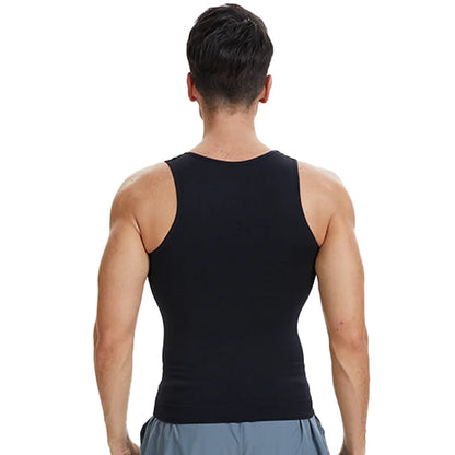 Men V Neck Compression Vest Slimming Body Shaper Abs Abdomen Workout Tank Top Sleeveless Shapewear Belly Control Shirt
