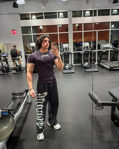 Men Short Sleeve 2025 Spring Autumn New StyleFitness Clothes Quick Drying Breathable Stretch Tight Fitting Clothing T-Shirt