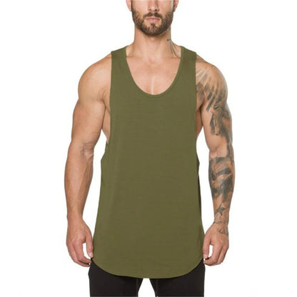 Cotton Breathable Sleeveless T-Shirt Gym Fitness Bodybuilding Training Clothing Mens Running Sport Solid Color Muscle Tank Tops