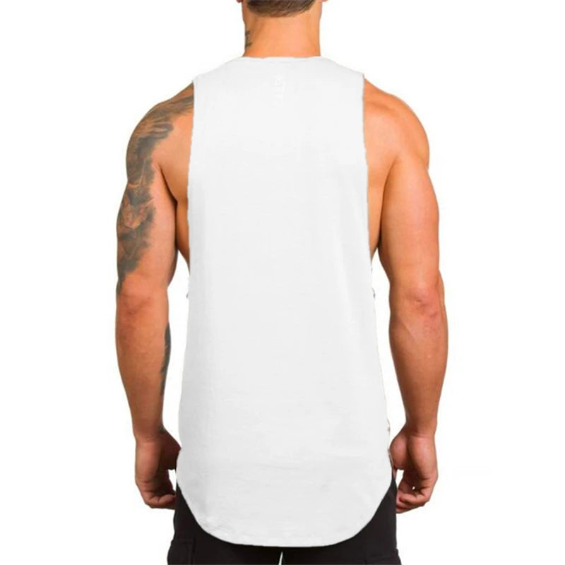 Cotton Breathable Sleeveless T-Shirt Gym Fitness Bodybuilding Training Clothing Mens Running Sport Solid Color Muscle Tank Tops