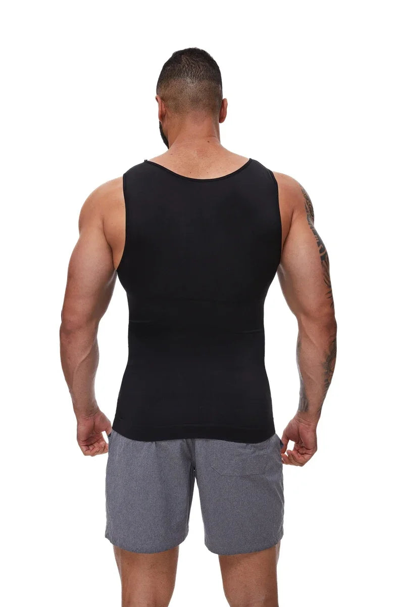 Mens Tummy Compression Shirts Control Shapewear Flat Belly Shaping Abdomen Vest Tank Top Fitness Workout Slimming Body Shaper