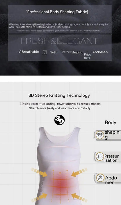 Men's Compression Body Shaper Tank Top, Slimming Vest