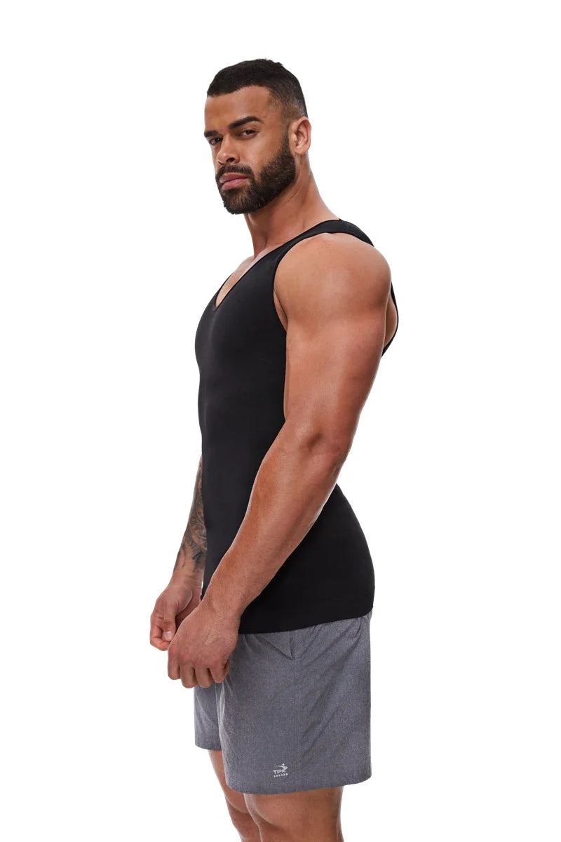 Mens Tummy Compression Shirts Control Shapewear Flat Belly Shaping Abdomen Vest Tank Top Fitness Workout Slimming Body Shaper