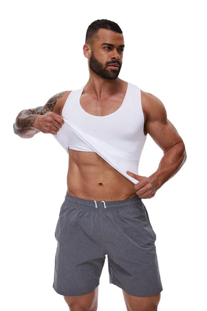 Compression Shirts Men Tummy Control Shapewear Compression Shirt Flat Belly Abdomen Slim Vest Waist Trainer Fitness Workout