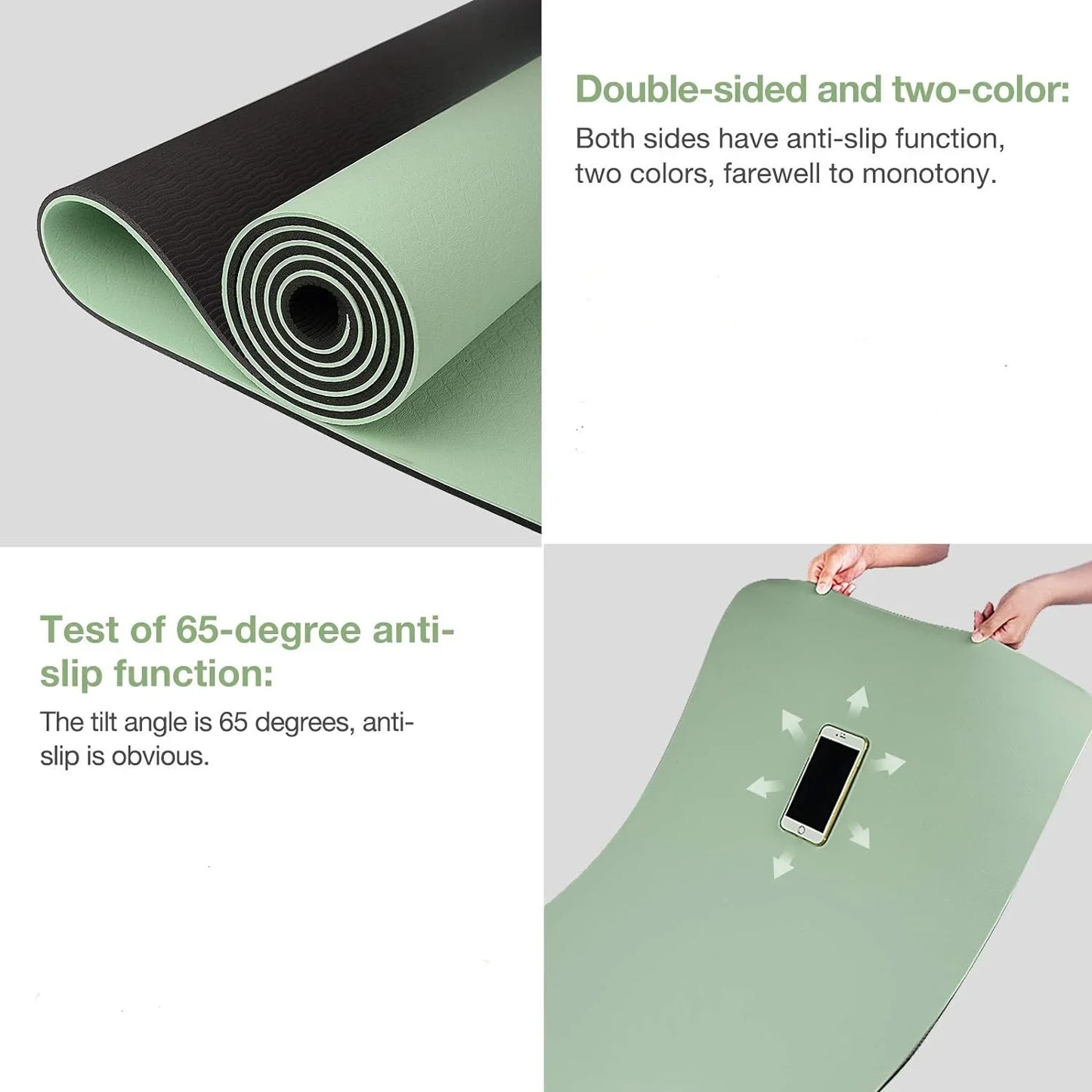 TPE yoga mat is environmentally friendly, odorless, elastic, waterproof, and anti slip. It is a professional yoga mat with genui