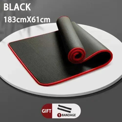 10MM Extra Thick 183cmX61cm Yoga Mats NRB Non-slip Exercise Mat Fitness Tasteless Pilates Workout Gym Mats With Bandage