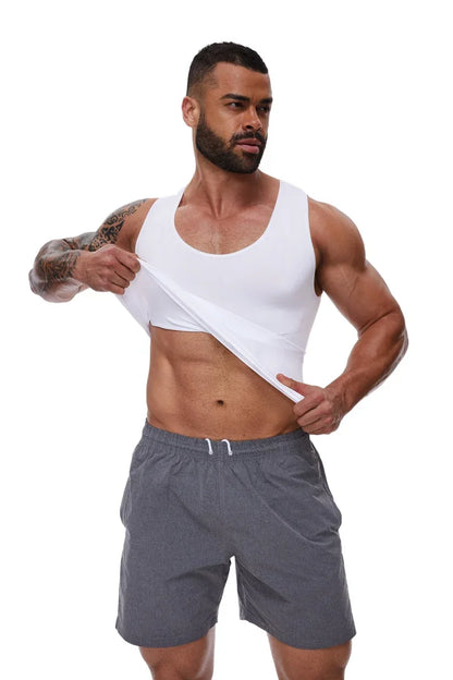 Mens Tummy Compression Shirts Control Shapewear Flat Belly Shaping Abdomen Vest Tank Top Fitness Workout Slimming Body Shaper