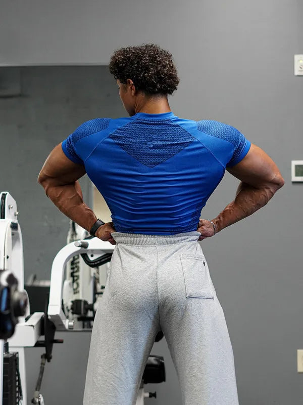 2025 YOUNGAL New Men's Fitness T-shirts clothing sports Tshirt tights high elastic training short sleeve fitness man clothing