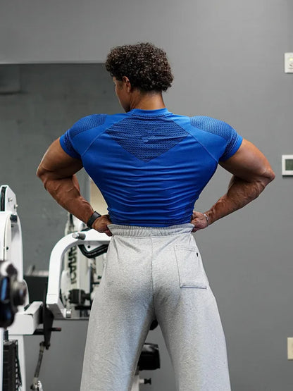 2025 YOUNGAL New Men's Fitness T-shirts clothing sports Tshirt tights high elastic training short sleeve fitness man clothing