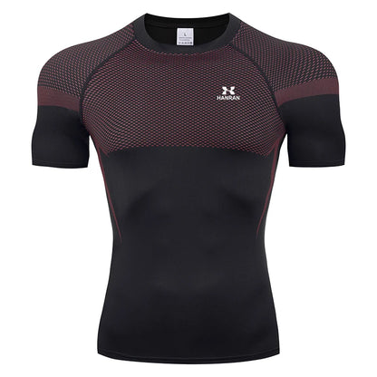 HANRAN Men's Compression shirt Tight Quick Dry Running Sports T-Shirt Gym Fitness Training Workout Breathable Man Brand Top