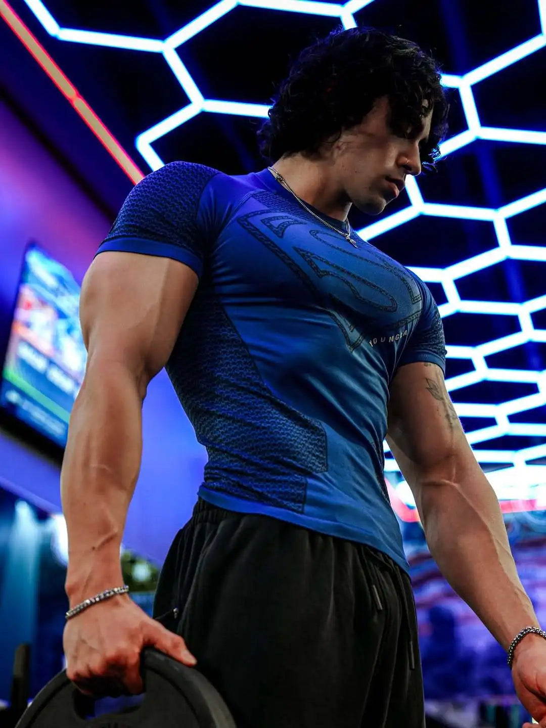 2025 YOUNGAL New Men's Fitness T-shirts clothing sports Tshirt tights high elastic training short sleeve fitness man clothing