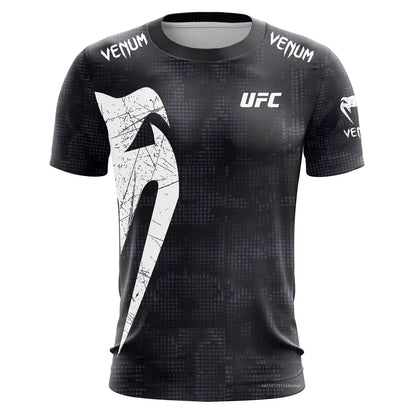 Men's UFC Black White T-shirt Classic Short Sleeved 3D Print Tees Summer Casual O-neck Jersey Boxing Fitness Training T-shirts