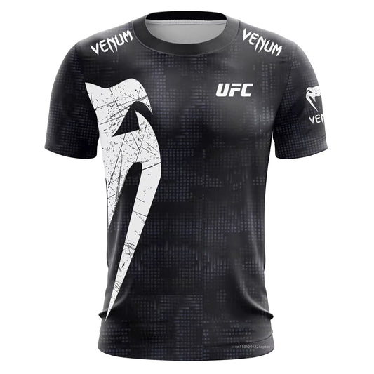 Men's UFC Black White T-shirt Classic Short Sleeved 3D Print Tees Summer Casual O-neck Jersey Boxing Fitness Training T-shirts