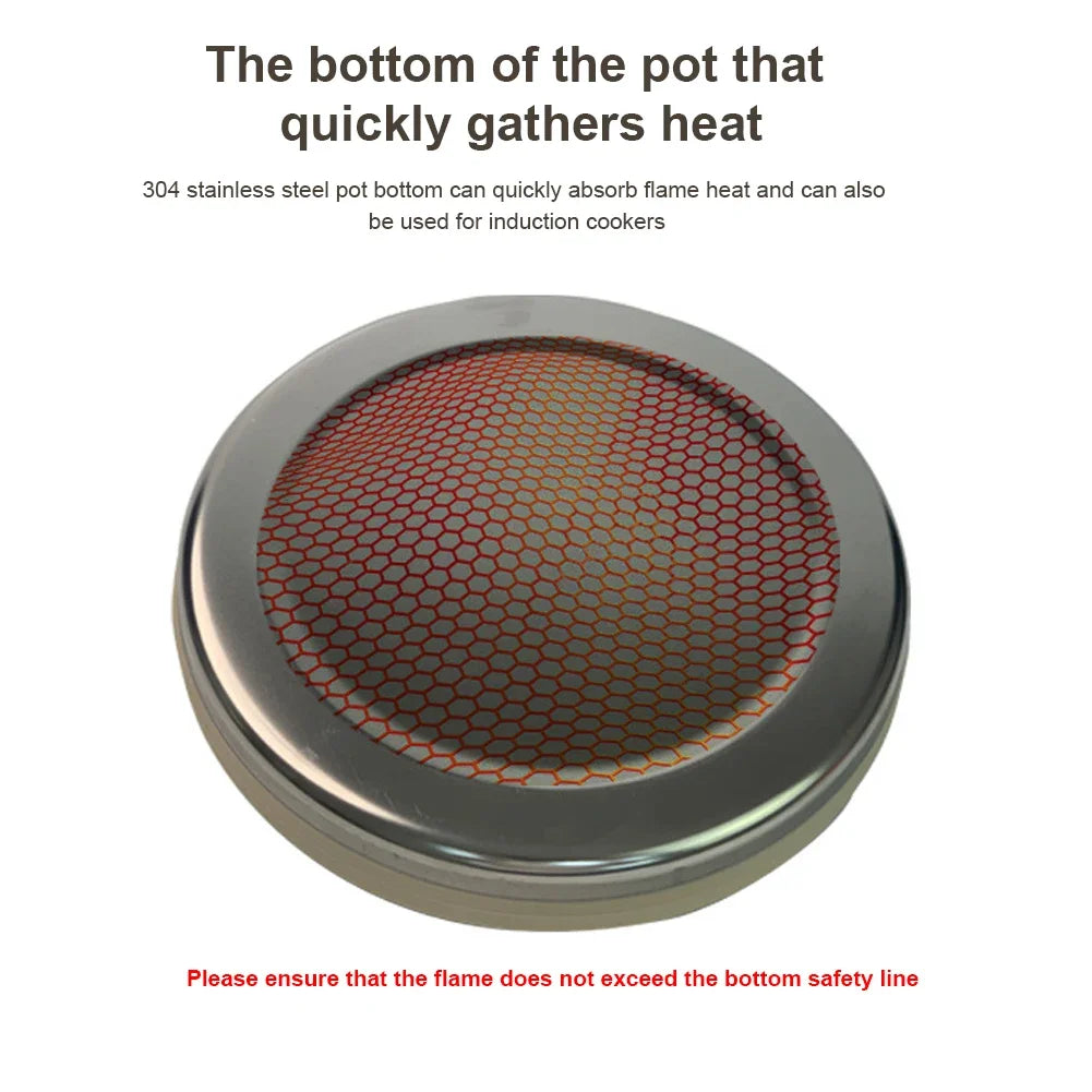 1.5/1L Foldable Silicone Kettle with Handle Outdoor Collapsible Kettle Stainless Steel Bottom Water Pot for Campting Backpacking