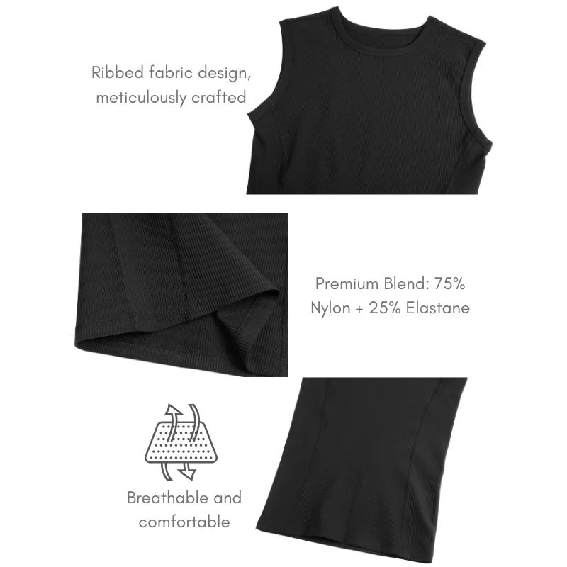 Men's ribbed shapewear vest, slim fitting shirt, breathable and comfortable exercise and fitness abdominal slimming sports vest