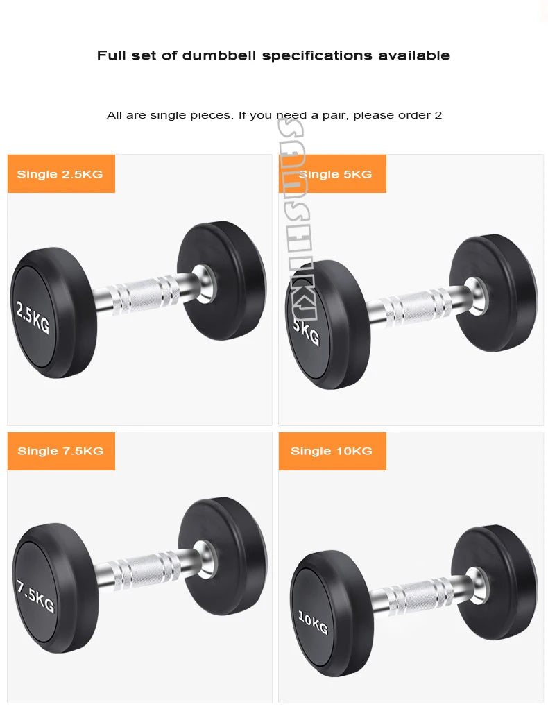 Round Rubber Coated Steel Dumbbell for Men and Women, Special Fitness Equipment, Classic, 5kg-20kg