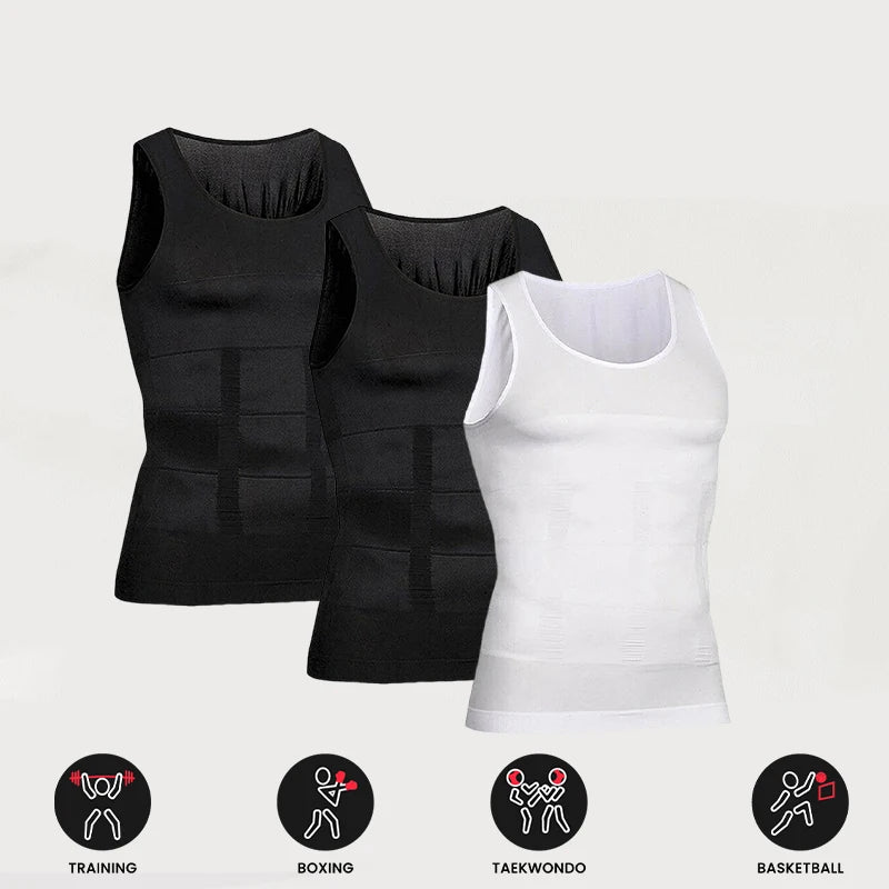 3/2/1Pieces Men's Compression Body Shaper Tank Top, Slimming Vest