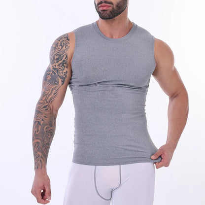 Men Compression Tank Top Slim Sleeveless Vest Breathable Quick Dry for Fitness Gym Sweat Cycling Active Tops