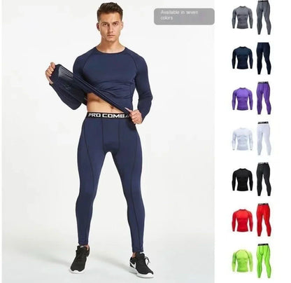 2pcs Men's Compression Sportswear Suit Elastic Training Yoga Sets Workout Jogging Fitness Clothing Tracksuit Pants Sporting