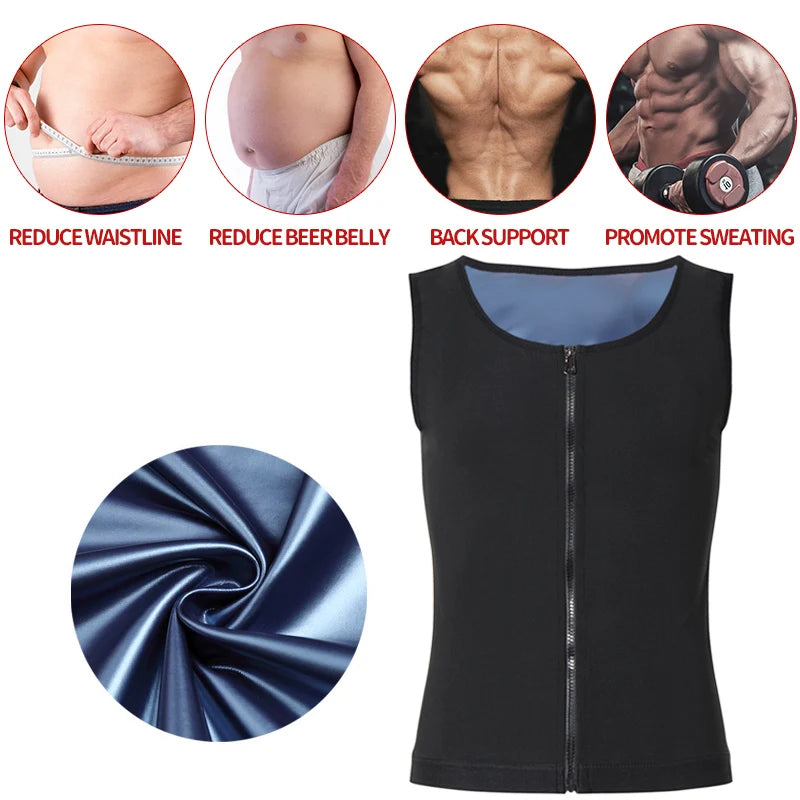 Men Abdomen Reducer Body Shaper Promote Sweat Sauna Vest Fitness Waist Trainer Belly Slimming Shapewear Fat Burner Corset Top