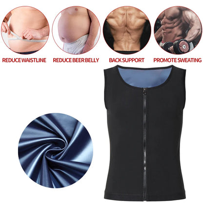 Men Abdomen Reducer Body Shaper Promote Sweat Sauna Vest Fitness Waist Trainer Belly Slimming Shapewear Fat Burner Corset Top