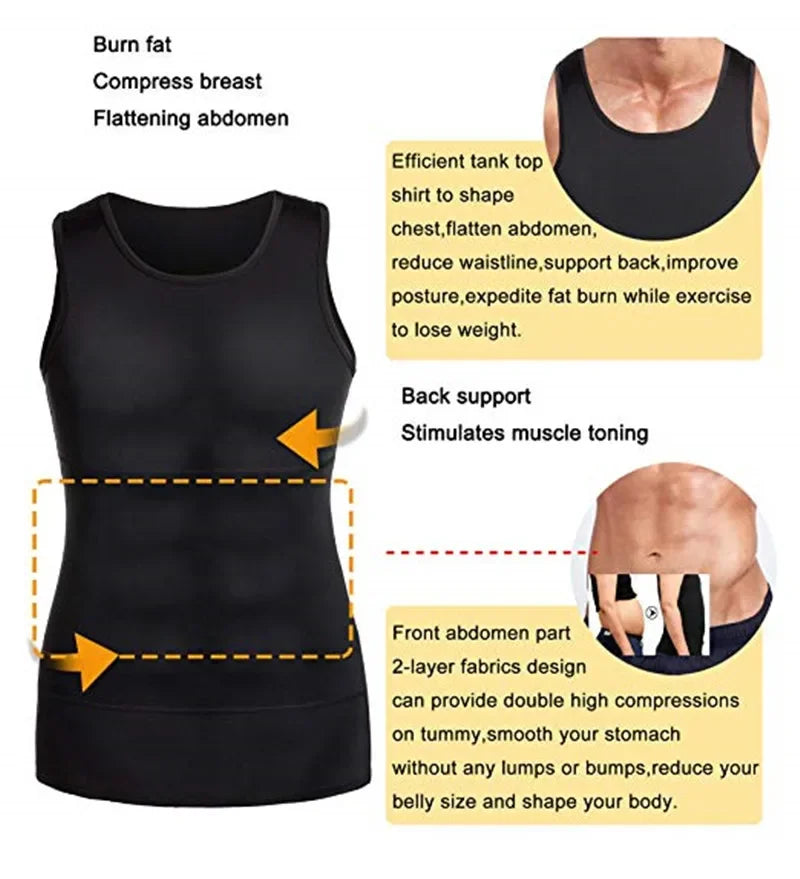2/1 Slimming Vest Men's Slimming Bodysuit Slimming Waist Corset Corset Slimming Vest Slimming Slimming Tummy Trimming Shapewear