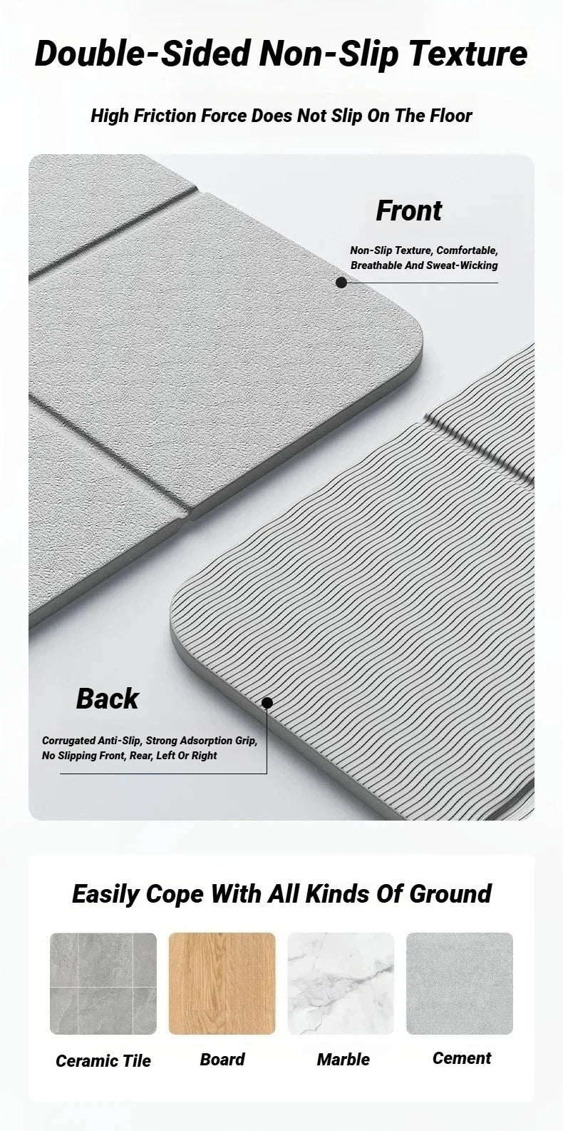 Foldable TPE Yoga Mat: Eco Friendly, Double Sided Non-slip, Folding Travel Fitness Mat for Yoga, Pilates & Floor Workouts