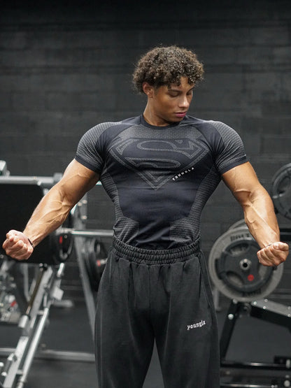 2025 YOUNGAL New Men's Fitness T-shirts clothing sports Tshirt tights high elastic training short sleeve fitness man clothing