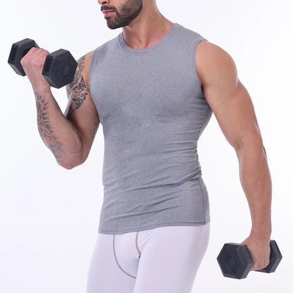 Men Compression Tank Top Slim Sleeveless Vest Breathable Quick Dry for Fitness Gym Sweat Cycling Active Tops