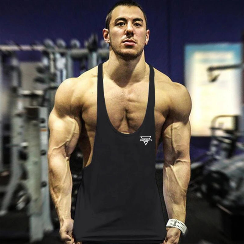 2024 New Bodybuilding Stringer Tank Top Men Fitness Clothing Gyms Shirt Brand Muscle vest Workout Cotton Regatas Masculino