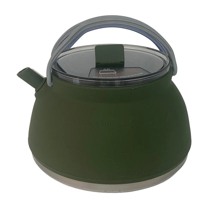 1.5/1L Foldable Silicone Kettle with Handle Outdoor Collapsible Kettle Stainless Steel Bottom Water Pot for Campting Backpacking