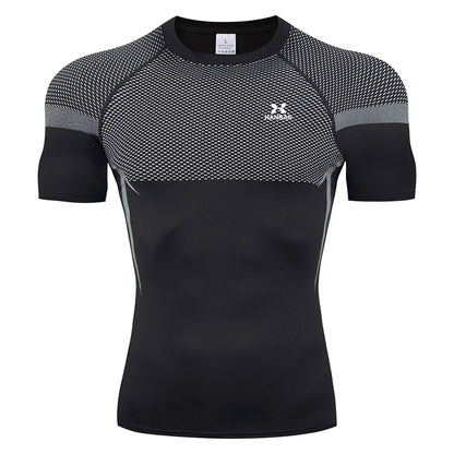 HANRAN Men's Compression shirt Tight Quick Dry Running Sports T-Shirt Gym Fitness Training Workout Breathable Man Brand Top