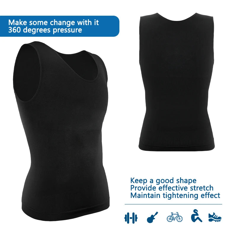 Mens Tummy Compression Shirts Control Shapewear Flat Belly Shaping Abdomen Vest Tank Top Fitness Workout Slimming Body Shaper
