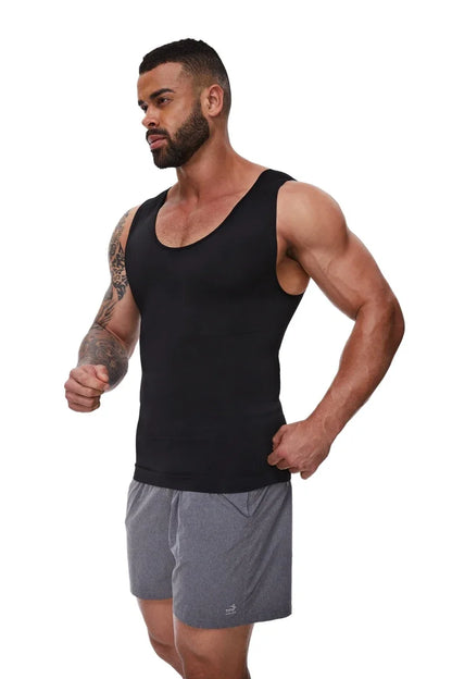 Mens Tummy Compression Shirts Control Shapewear Flat Belly Shaping Abdomen Vest Tank Top Fitness Workout Slimming Body Shaper